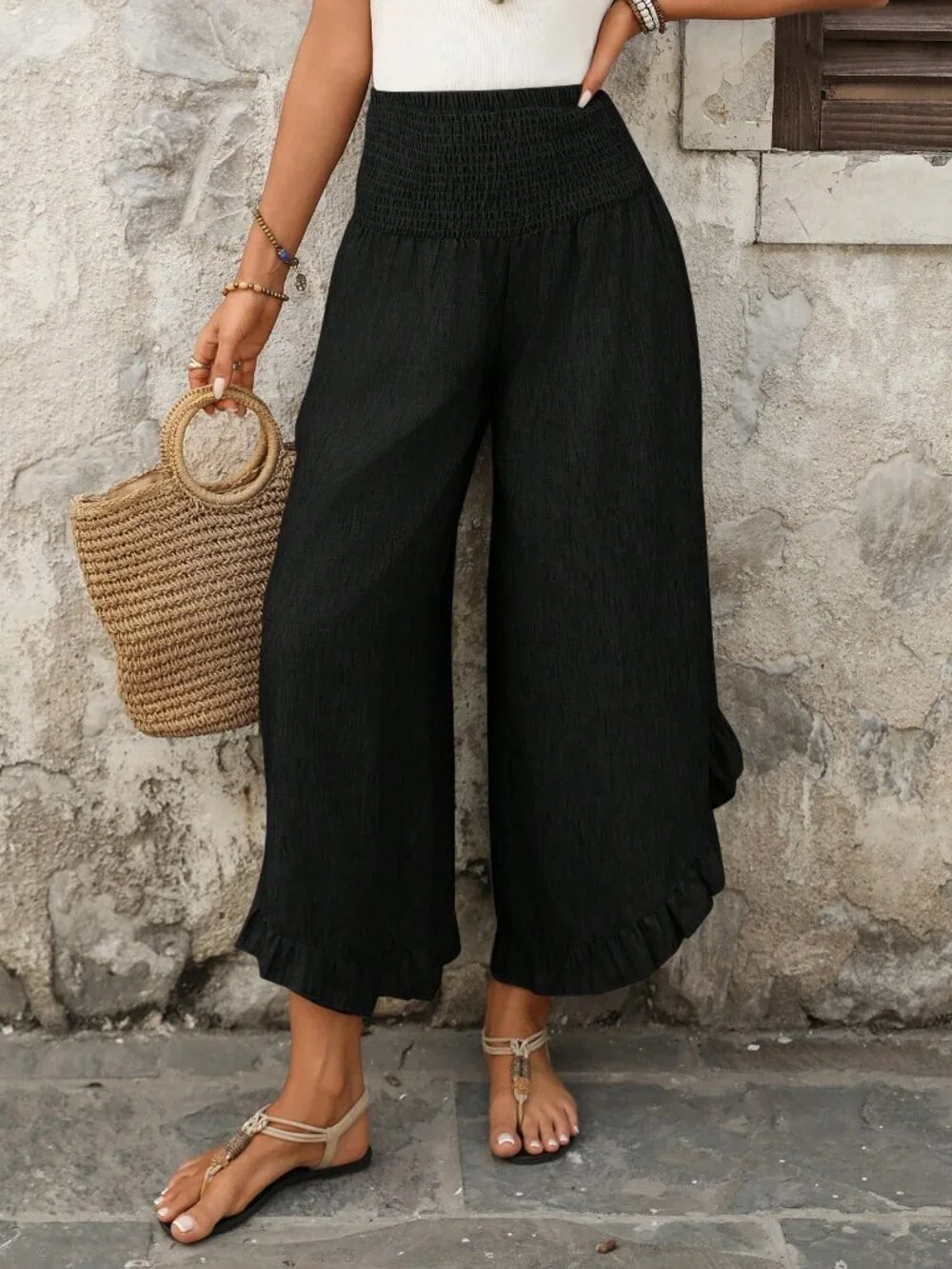 Black Boho Women's Pants